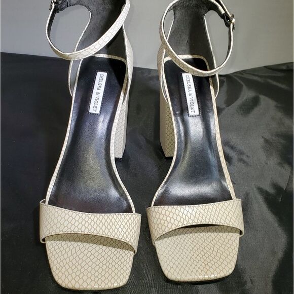 TARA SQUARE TOE SNAKE EMBOSSED BLOCK HEEL SANDAL - Picture 8 of 15